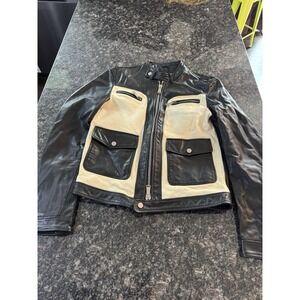 DSQUARED2 Kiodo pelle bovina calf Jacket color Black & white sz IT 50